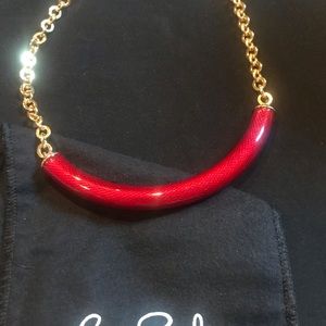 Erwin Pearl Necklace Gorgeous Red Enamel